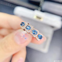 Cluster Rings KJJEAXCMY Fine Jewellery S925 Sterling Silver Inlaid Natural Blue Topaz Girl Lovely Ring Support Test Chinese Style