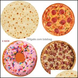 Blankets Funny Crazy Round Air Condition Blanket Food Creations Pizza Donut Hamburger Wrap Christmas Throw 519 S2 Drop Delivery Home Dhxrk