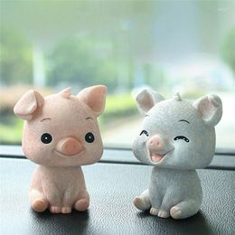 Interior Decorations Car Ornament Automobile Piggy Head Shaking Vehicle Mounted Swinging Parts Home Doll