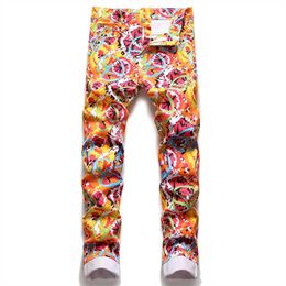 Jeans Men Men's 3D Digital Print Jeans Fashion Fancy Color Y2K Slim Stretch Pants Casual Pattern Printed Trousers T221102