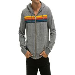 Schwarzer Kapuzenpullover für Herren, Designer-Kapuzenpullover mit durchgehendem Reißverschluss, Kapuzenpullover für Herren, Sweatshirts mit Regenbogenstreifen, langärmlig, Damen-Sweatshirt, Kapuzenpullover für Damen mit Motiven