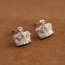 Stud Earrings 925SV Zircon Small Crown Korean Girls Jewellery Fashion Simple Women Gift