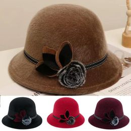 Berets Autumn Winter Wool Women Hat Elegant Vintage Bowknot Ladies Dome Felt Wedding Jazz Cap Simple Female Bow Bowler