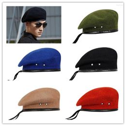 Berets 2022 Est Unisex Breathable Pure Wool Beret Hats Men Women Special Forces Soldiers Death Squads Military Training Camp Hat