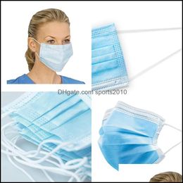 Designer Masks Usa In Stock Disposable Masks 50Pcs Protection And Personal 3Layer Facial Er With Earloop Mouth Face Sanitary Health Dhpte