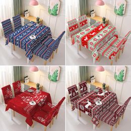 Chair Covers Christmas Tablecloth Xmas Dining Cover Elastic Waterproof Festival Theme Dinning Table Cloth For Home Party Decor