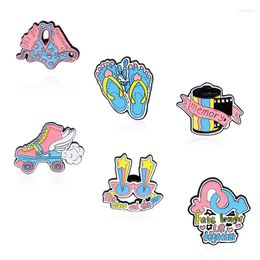 Brooches Colourful Glasses Enamel Pins Memory Film Skate Shoes Bag Clothes Lapel Pin Flip-Flops Lover Badge Jewellery Gift