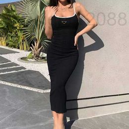 カジュアルドレスデザイナーレディースノースリーブシャツトップフラットスカート女性スリムアウトウェアサマードレスS-L 8Y93
