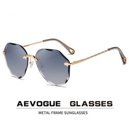 Sunglasses AEVOGUE For Women ladies Rimless Diamond cutting Lens Brand Designer Ocean Shades Vintage Sun Glasses AE0637 221111