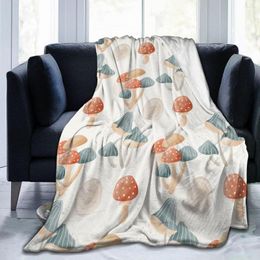 Blankets Soft Warm Flannel Blanket Watercolor Mushroom Cute Pattern Travel Portable Winter Throw Thin Bed Sofa