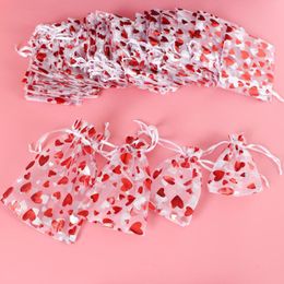 Gift Wrap 100pcs Organza Drawstring Bags Valentine's Day Christmas Wedding Favours Jewellery Pouches Candy Mesh