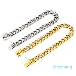 Dog Collars Leashes 304 Stainless Steel Chain Collar And Leash Super Strong Metal Choke Silver Gold Pet Lead Rope For Party Show259g