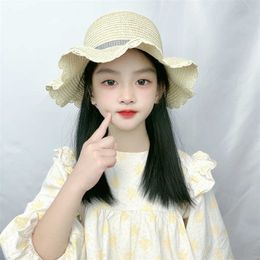 Women's Hair Wigs Lace Synthetic Children's Wig Spring and Summer Sunscreen Cap Integrated Hair Chemical Fibre Head Cover Net Red Same Style Black Long Straight