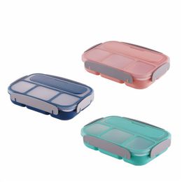 1.3L lancheira Bento à prova de vazamento com 4 compartimentos para crianças e adultos Microwavable Divided Lunch Recainer