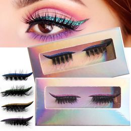 Curly Long False Eyelashes With Glitter Eye Shadow Fake Eyelashes Eyeshadow Combination Self-adhesive Imitation Mink Lashes