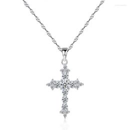 Pendant Necklaces Style 925 Sterling Silver Fashion Women's Cross Necklace Christian Jesus Religious Creative Jewellery