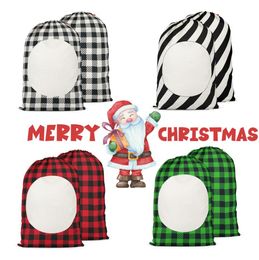 Sublimation Christmas Bag Canvas with Drawstring Personalized Santa Bags Sack-Bag for Xmas Package Storage Christmas-Decorations SN187