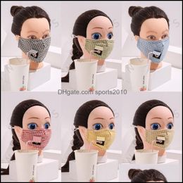 Designer Masks Reusable Respirator Drink Holes Plaid Face Masks Foldable Mascarilla Protection Can Put Philtre Piece Breathable Men A Dhc0Y