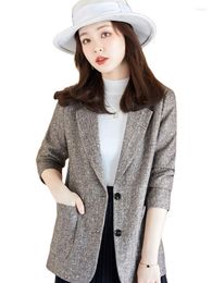 Women's Suits High-quality Casual Coffee Blazer Women's Coats With Pocket For Women Fashion Office Lady Outwear Thick Jacket