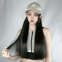 Women's Hair Wigs Lace Synthetic Factory Director Recommends Wig Hat Female Long Straight Hair Imitation Headgear Sweet and Cool Girl Style r