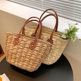 Evening Bags Handmade Straw Totes Bag Women Shoulder Large Capacity Summer Beach Woven Handbags Ladies Vacation Portable Shopping Purse