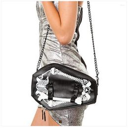 Evening Bags Gothic Shoulder Bag Vampir Women Messenger Skull Bat Design Purse Handbag 02-DS-pkklbf