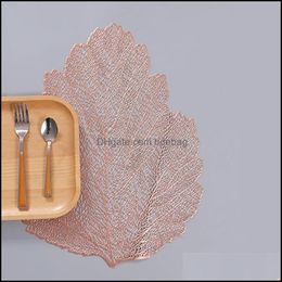 Mats Pads Hollow Out Leaf Design Mats Pvc Insation Placemats Heat Resistant Nonslip Waterproof Pad Luxury Coasters Dining Table De Dh7Lj