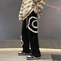 Мужские брюки мужская хлопчатовая мужская одежда спортивные штаны весенний хип -хоп высокий свитер женщины черный белый распах прямой размер xxxl Owen