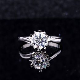 925 Sterling Silver Ring with D Colour VVS Round Moissanite Rings 2 Carat 8.0mm Stone Women Ice Out Jewellery