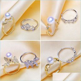 Jewellery Settings S925 Sterling Sier Rings Settings Designer Pearl Ring Diy For Women Fine Jewellery Gift 4Pcs/Lot Drop Delivery Dh0Mt