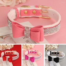 Dog Collars Bling Rhinestone Collar Cute Bowknot Puppy Cat Soft Padded Pet Necklace With Bowtie Warm For Small Dogs Chihuahua