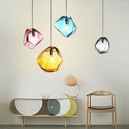 Pendant Lamps Creative Design Modern LED Colorful Glass Stone Lights For Dining Room Living Bar