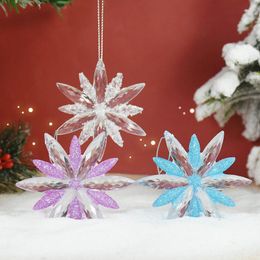 Decorazioni natalizie 2 pezzi trasparenti blu rosa blu acrilico fiocchi di neve artigianali Ornamenti per bambini per bambini.