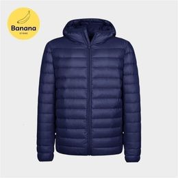 Mens Down Parkas Banana Store STYLE MENS ULTRA LIGHT SHORT HOODED DOWN JACKET Packable LongSleeve FullZip Puffer Jacket S6XL 221111