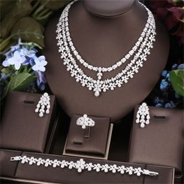 Wedding Jewellery Sets kelly 4pcs Bridal Zirconia Full For Women Party JK170 Luxury Dubai Nigeria CZ Crystal 221109