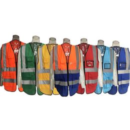 Reflective vest practicability custom pockets Neon green safety vest with reflective vest tapes