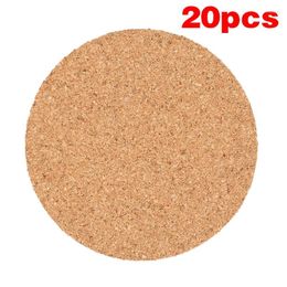 Table Mats 20pcs Plain Round Heat Resistant Cork Office Family Wedding Party Wine Coffee Drink Tea Cup Non-Slip Coasters Household Products