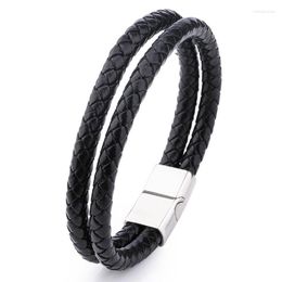 Charm Bracelets 2022 Fashion Men Leather Bracelet Accessories Double Layer Hand-woven For Jewellery Gift Drop