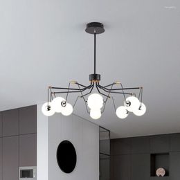 Chandeliers Novelty Modern LED Chandelier Fitting Adjust 3 Colors Black Lighting Hanging Fixtures For Dining Living Room Bedroom Home Deco