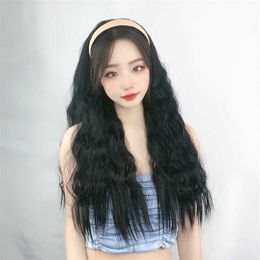 Women's Hair Wigs Lace Synthetic Summer Band Women's Long Half Cap Shake Tone Fast Hand Same Wool Curly Hair Wig Piece