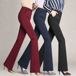 Women's Pants Women's & Capris Black Blue Skinny Flare Women Ladies Office High Waist Pocket Straight Work Wear Trousers Casual Plus