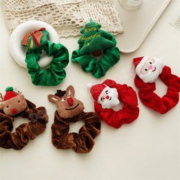 Plush Hair Scrunchies Cute Christmas Tree Santa Elk Flannel Hairbands Rope Women Hair Accessories Gifts