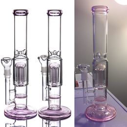 Glass Hookah Bubbler Recycler Water Smoking Pipe Inline Percolator Pipes Honeycomb Disc Bong with Arm Tree Perc Vase and 18mm Male Joint