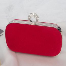 Evening Bags Red Bag Woman 2022 Velvet Quality Clutch Handbag Wedding Luxury Designer Small Phone Crossbody Shoulder Wallets