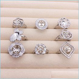 Jewelry Settings Pearl Ring Settings Zircon Sier Rings Diy For Women Suitable 79Mm Adjustable Size Jewelry Wedding Drop Delivery Dhzte