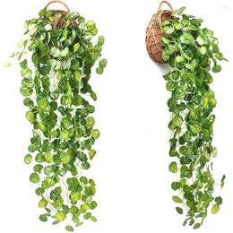 Decorative Flowers 90cm Artificial Plants Leaves Home Garden Jungle Party Garland Wall Hanging Decor Fake