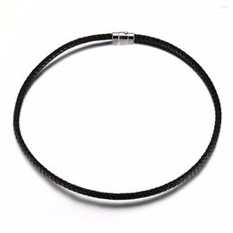 Chains 3/4/5mm Accessories Stainless Steel Black Leather Chain Women's Men's Pendant Necklace 18-22inch Length