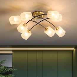 Chandeliers Nordic Industrial E27 Golden LED Ceiling Lamp For Living Room Bedroom Hall Copper Hanging Chandelier Indoor Lighting Fixtures