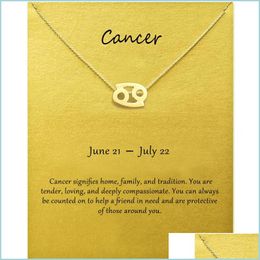 Pendant Necklaces Fashion Jewellery 12 Constellation Cancer Pendant Necklaces For Women Zodiac Chains Necklace Gold Sier Colour Birthda Dhybs