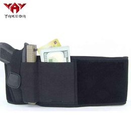 Yakeda Tactical Concealed Pistol Holster Elastic Waist Bag Conceal Gun Pouch Gun Case Belly Belt Agy